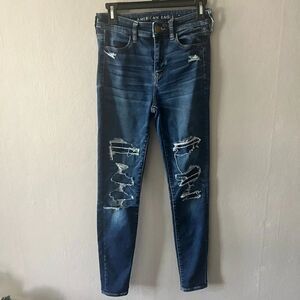 American Eagle Distressed Patched Hi Rise Jeggings Size 4